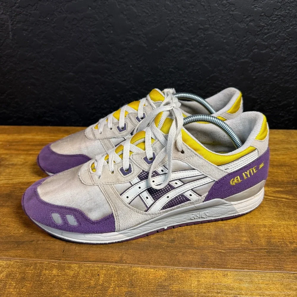 Asics Gel-Lyte III H305N Purple Grey Yellow Suede Sneakers Mens 10.5 US 43.5 EU